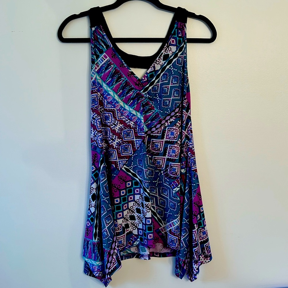 Candies Purple Teal Paisley V-neck Tank Top Size M
